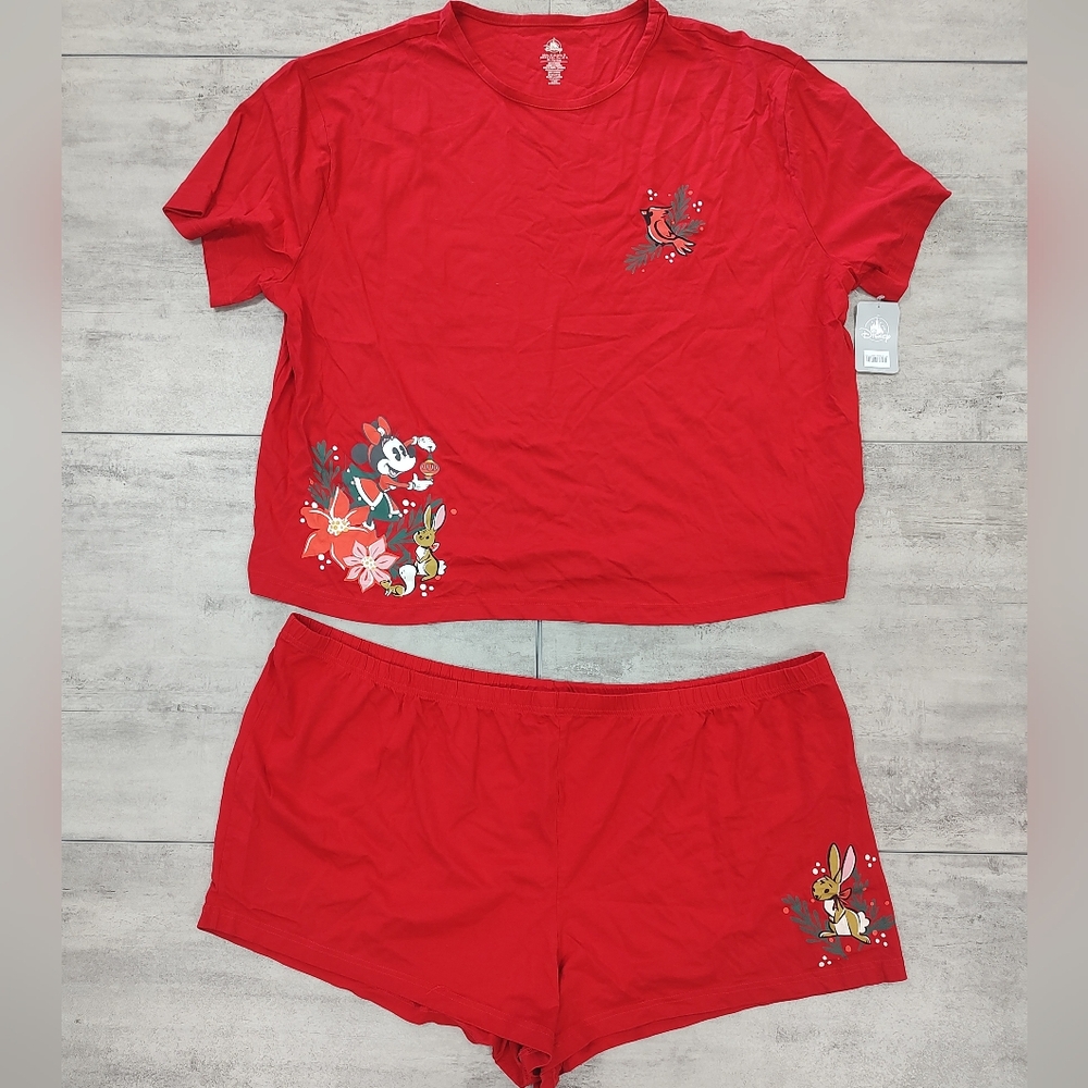 Disney Parks Women's Red Minnie Mouse Christmas Pajama Set 3XL NWT
